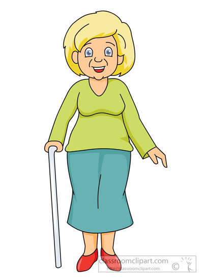 Family   Grandmother With A Cane   Classroom Clipart