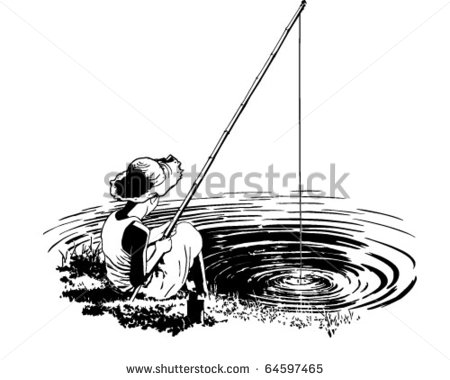 Favorite Fishing Hole   Retro Clipart Illustration   Stock Vector