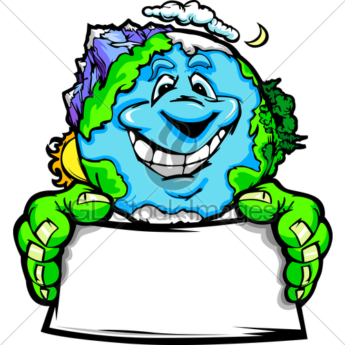 Happy Earth Cartoon Happy Planet Earth Holding Sign Vector Cartoon Jpg
