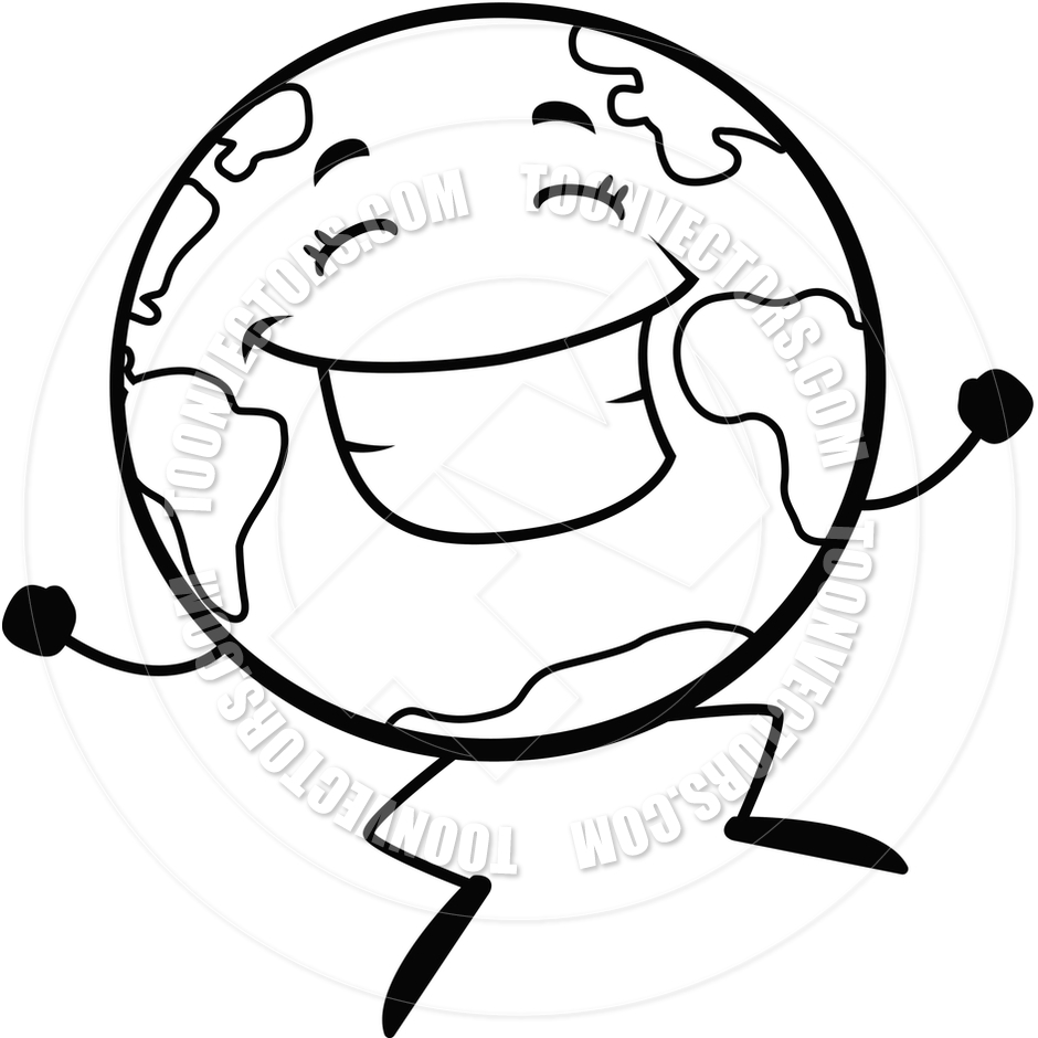 Happy Earth Clipart Black And White Toonvectors 25930 940 Jpg