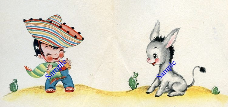 Instant Digital Download Mexican Boy And Donkey By Lollybine