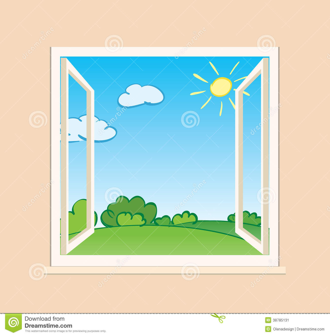 Open Window With Green Nature Outside   Vector Stock Vector   Image    