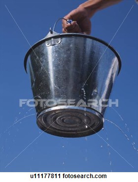 Stock Photography   Man Holding Leaky Bucket With Holes  Fotosearch