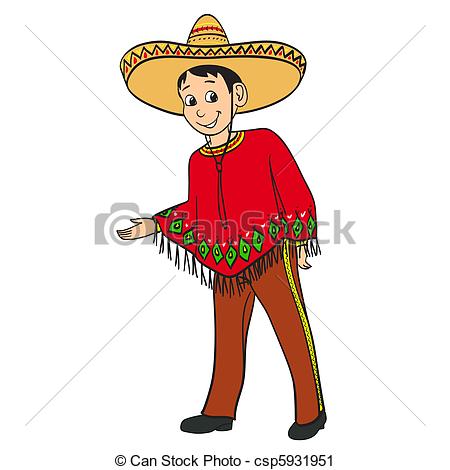Vector Clip Art Of Mexican Cartoon Boy Dressed In A Traditional Suit