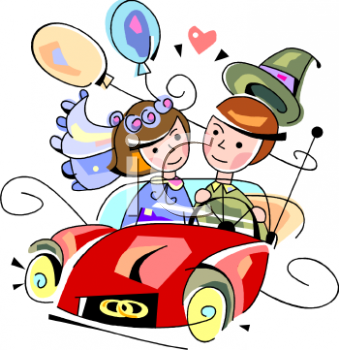 1002 0723 5772 Bride And Groom In The Wedding Car Clipart Image Jpg