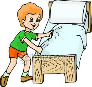 Boy Cleaning Bedroom Clip Art