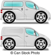 Cartoon Minibus And Delivery Van With Big Wheels Vector Clipart