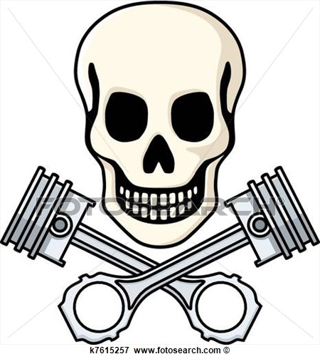 Clip Art Of Skull And Pistons K7615257   Search Clipart Illustration