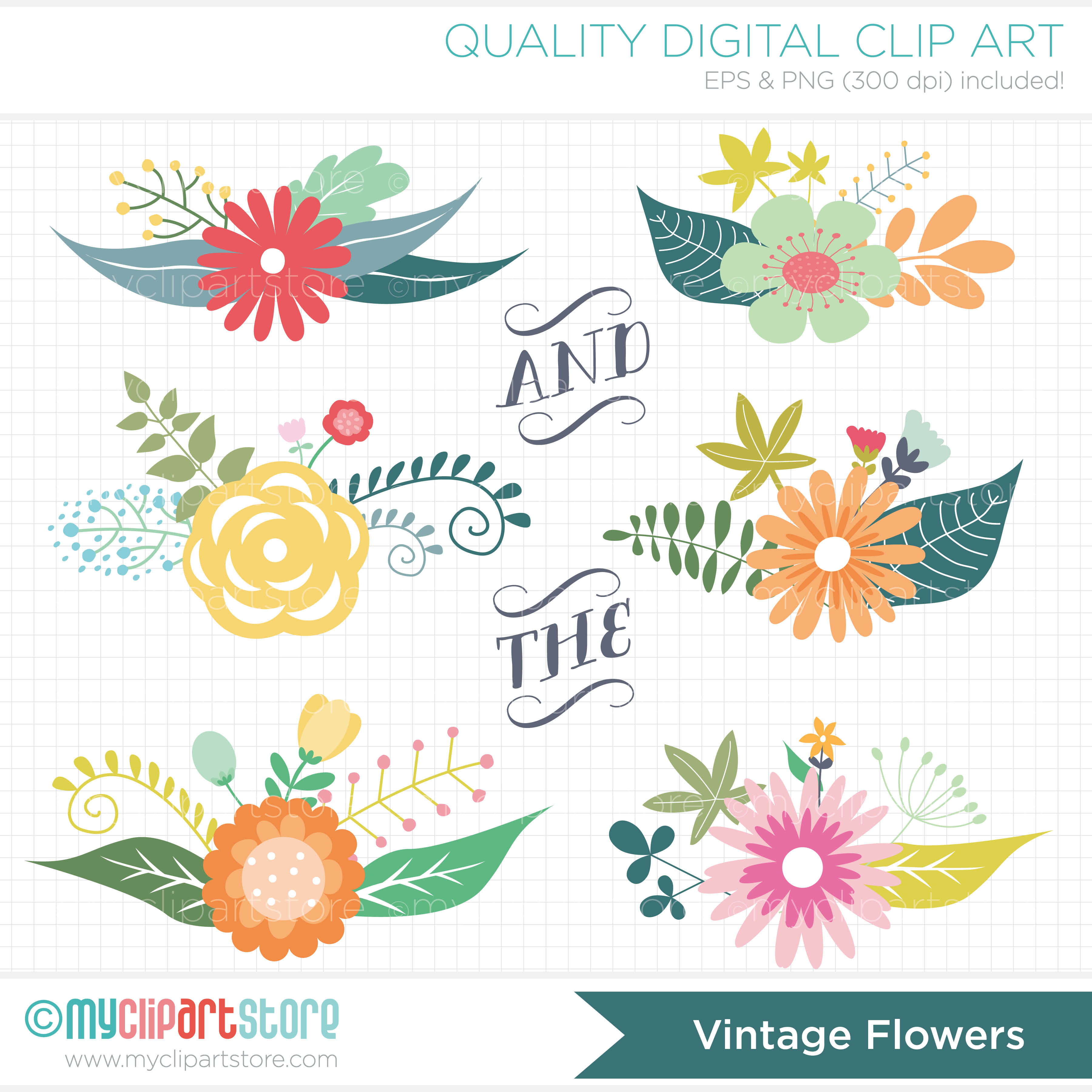 Clip Art   Vintage Flower Clusters   Mother S Day Clipart