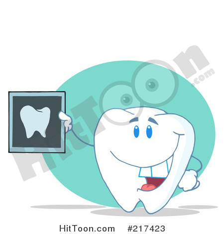 Clipart Illustration Of A Tooth Character Holding Up A Dental X Ray