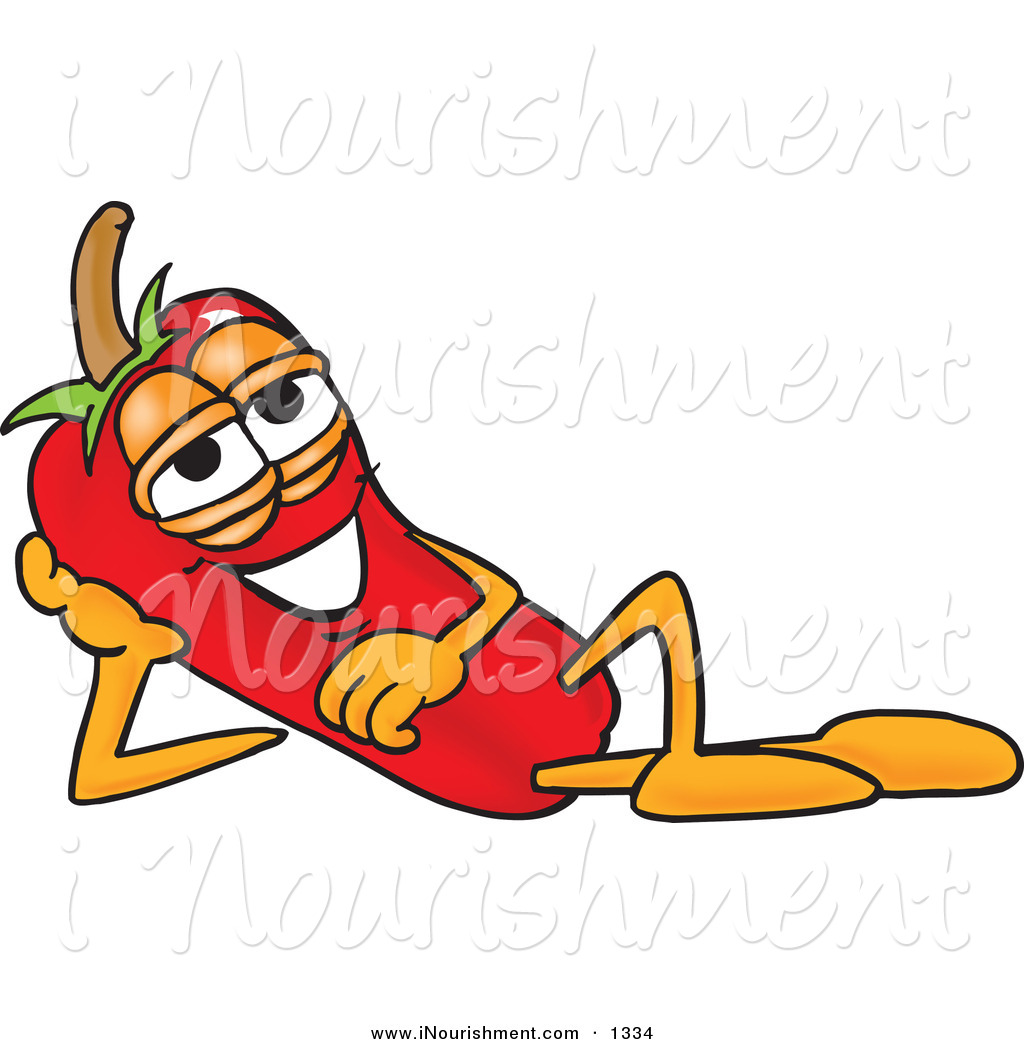 Clipart Of A Resting Chili Pepper Mascot Cartoon Character Reclined    