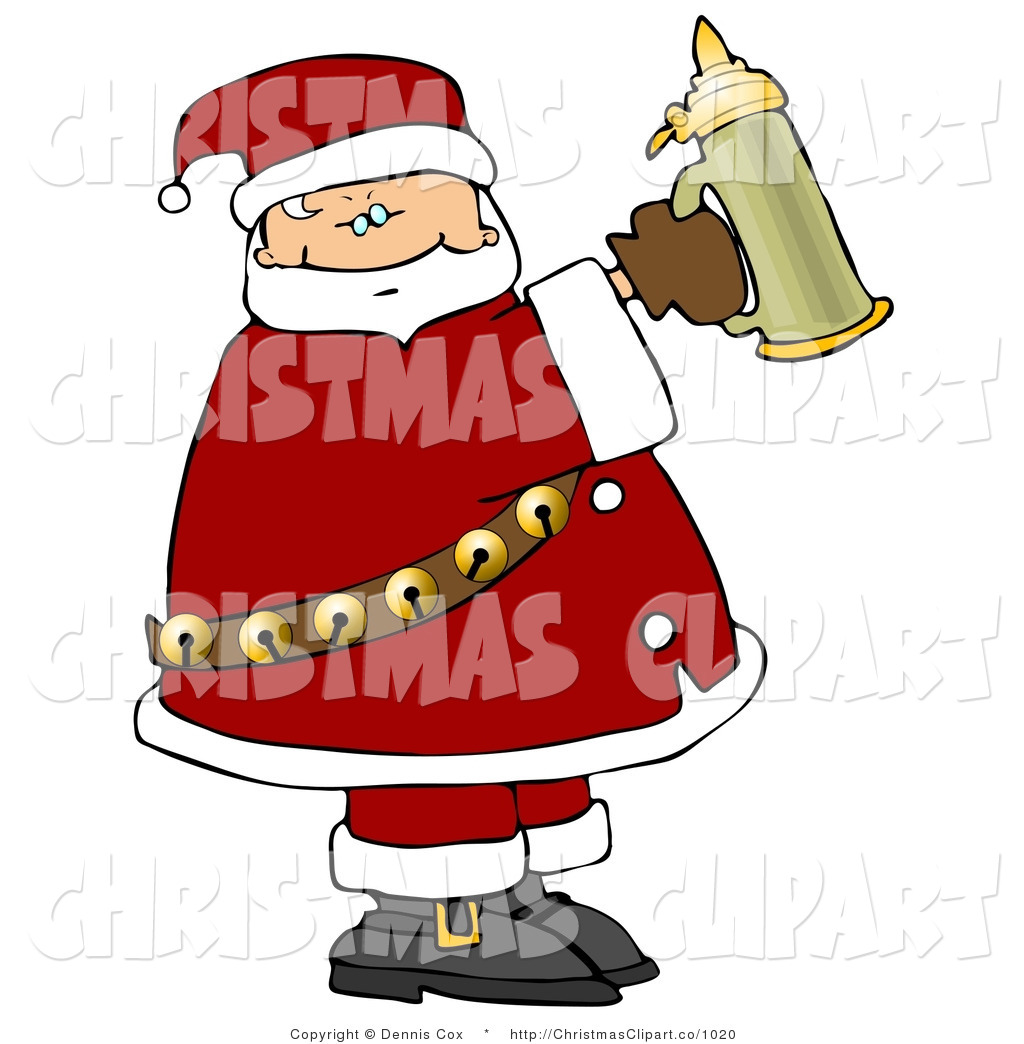 Clipart Of Santa Holding A Beer Stein After A Stressful Christmas