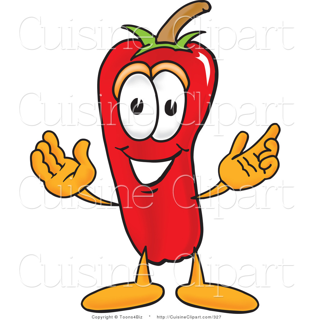 Cuisine Clipart Of A Friendly Red Chili Pepper Mascot Cartoon    