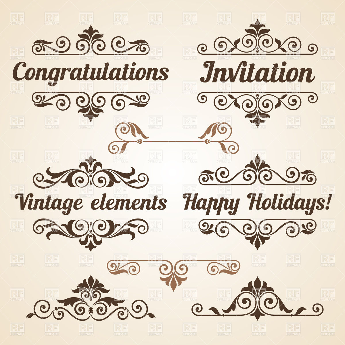 Curly Vintage Design Elements With Text 28653 Design Elements
