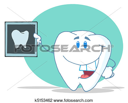 Happy Tooth With An Xray View Large Clip Art Graphic