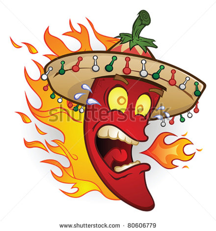 Hot Chili Pepper Cartoon Character Wearing A Sombrero   Stock Vector