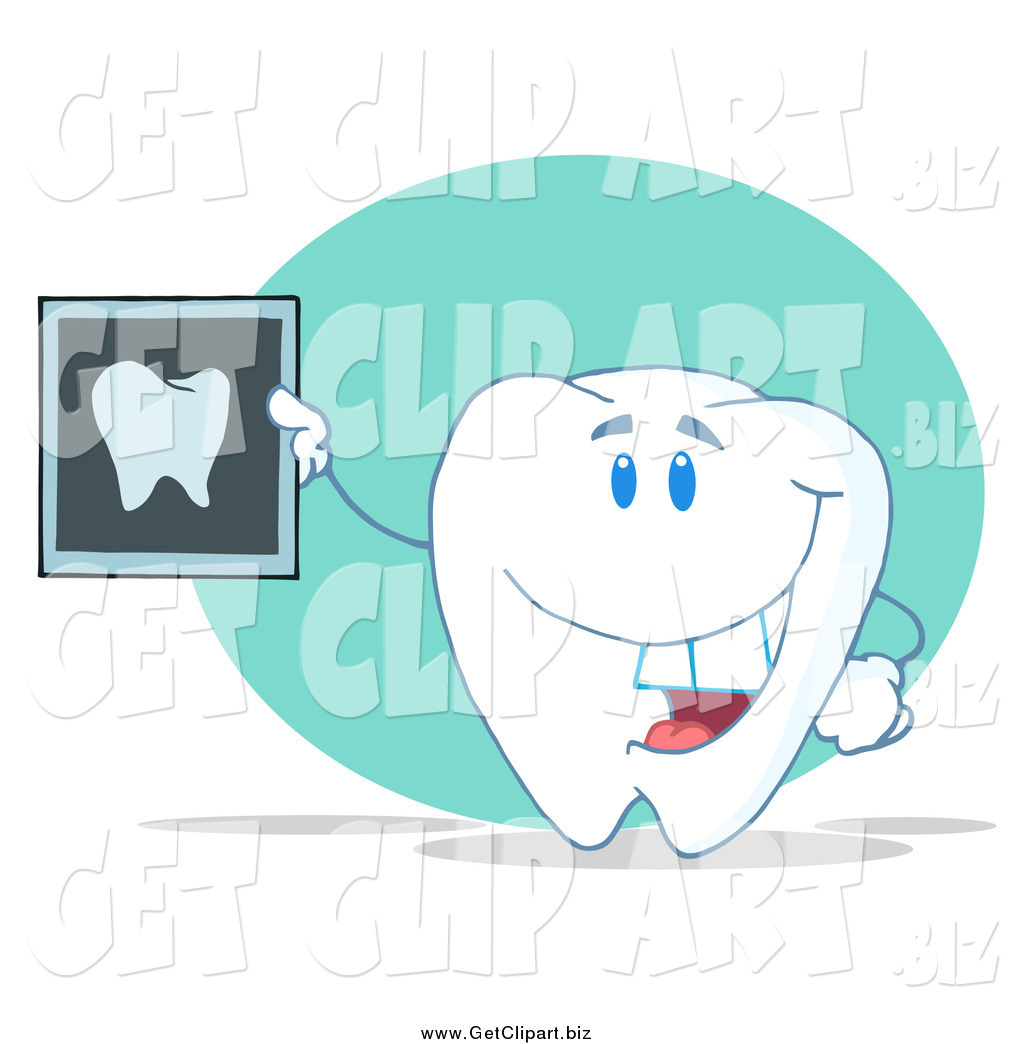 Larger Preview  Clip Art Of A Tooth Character Holding A Dental X Ray    
