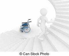 Men With Wheelchair And Stairs  Difficult Decision Clip Art