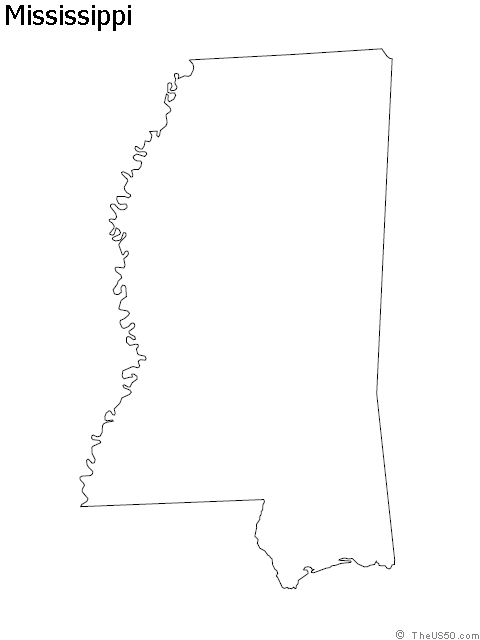 Mississippi State Blank Outline Map
