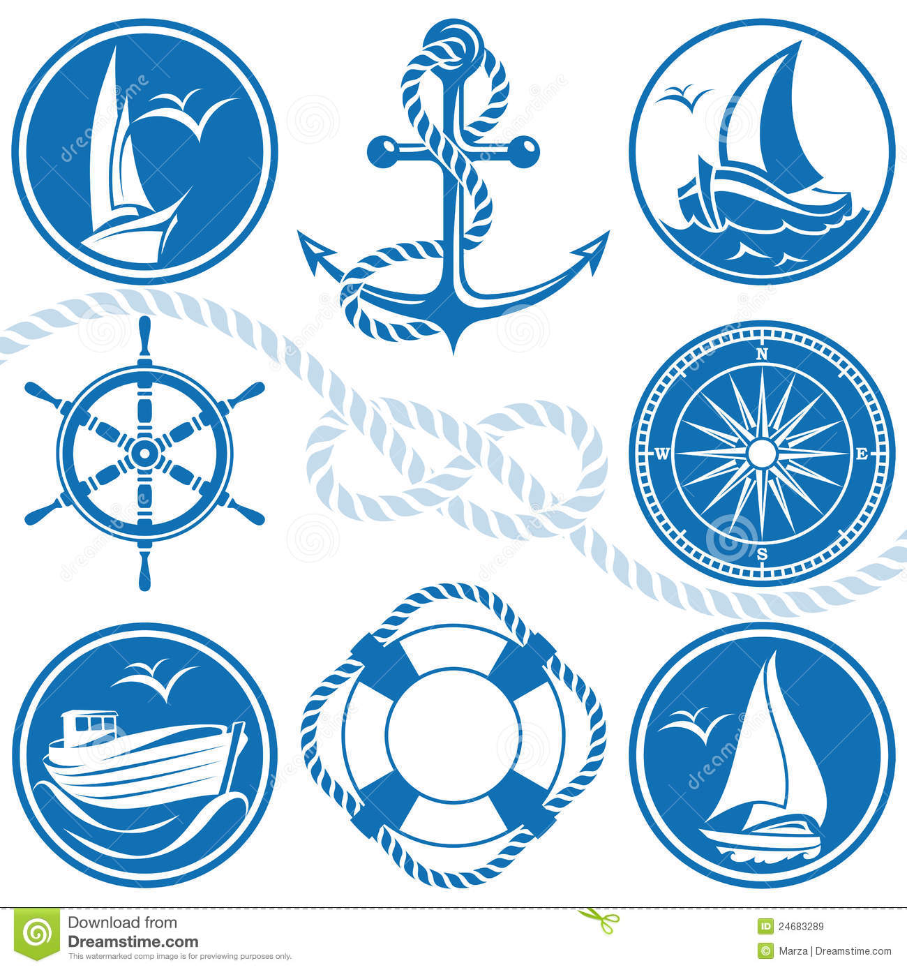 Nautical Symbols And Icons Royalty Free Stock Images   Image  24683289