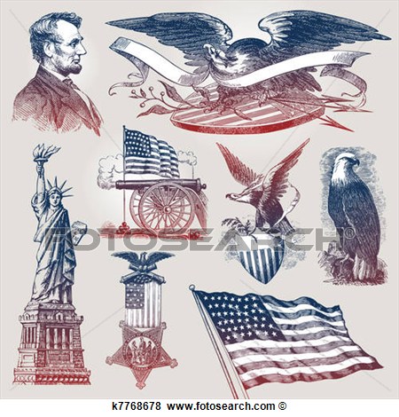     Of American Patriotic Emblems   Symbols View Large Clip Art Graphic