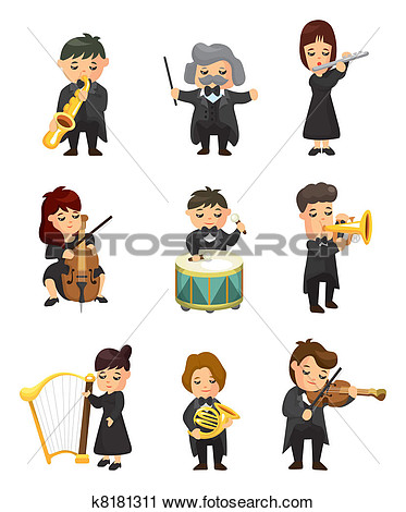 Orchestra Music Player View Large Clip Art Graphic