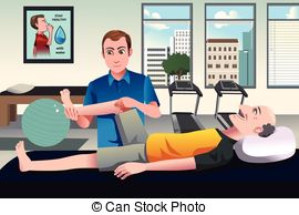 Physical Therapist Working On A Patient Stock Illustration