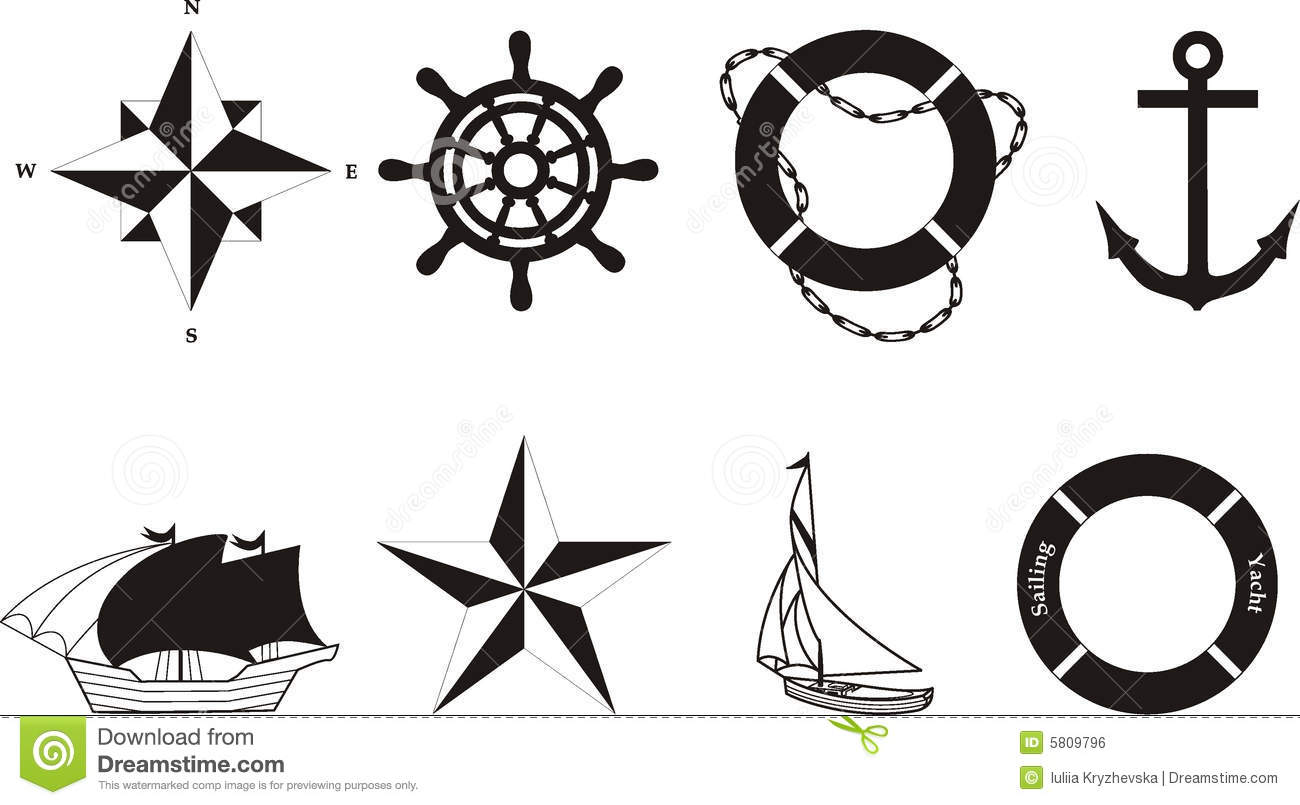 Royalty Free Stock Image  Nautical Vector   Rasterized Symbols