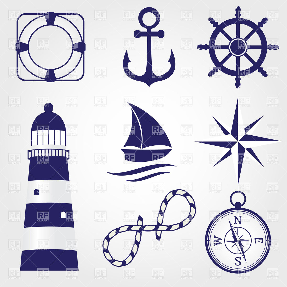 Set Of Marine Symbols 27839 Icons And Emblems Download Royalty Free