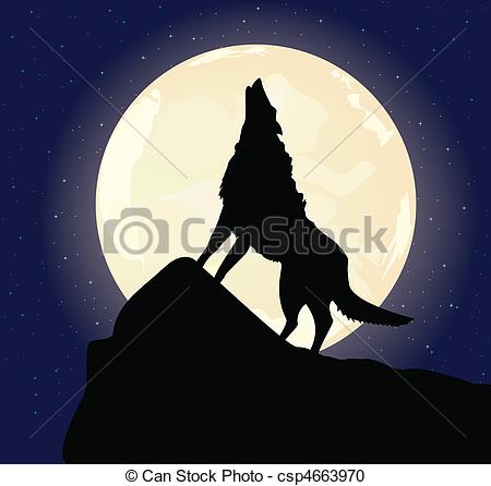 Sitting Howling Wolf Clip Art Vector   The Lonely Wolf Sits