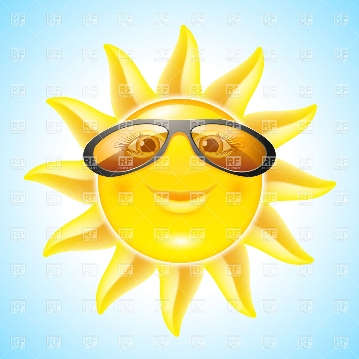 Sunbathing Smiling Sun With Sunglasses 8428 Download Royalty Free