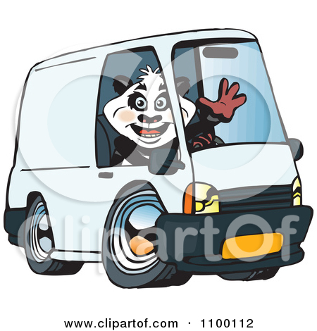 Vector Clip Art Illustration Of A Delivery Truck Driving Down A Road