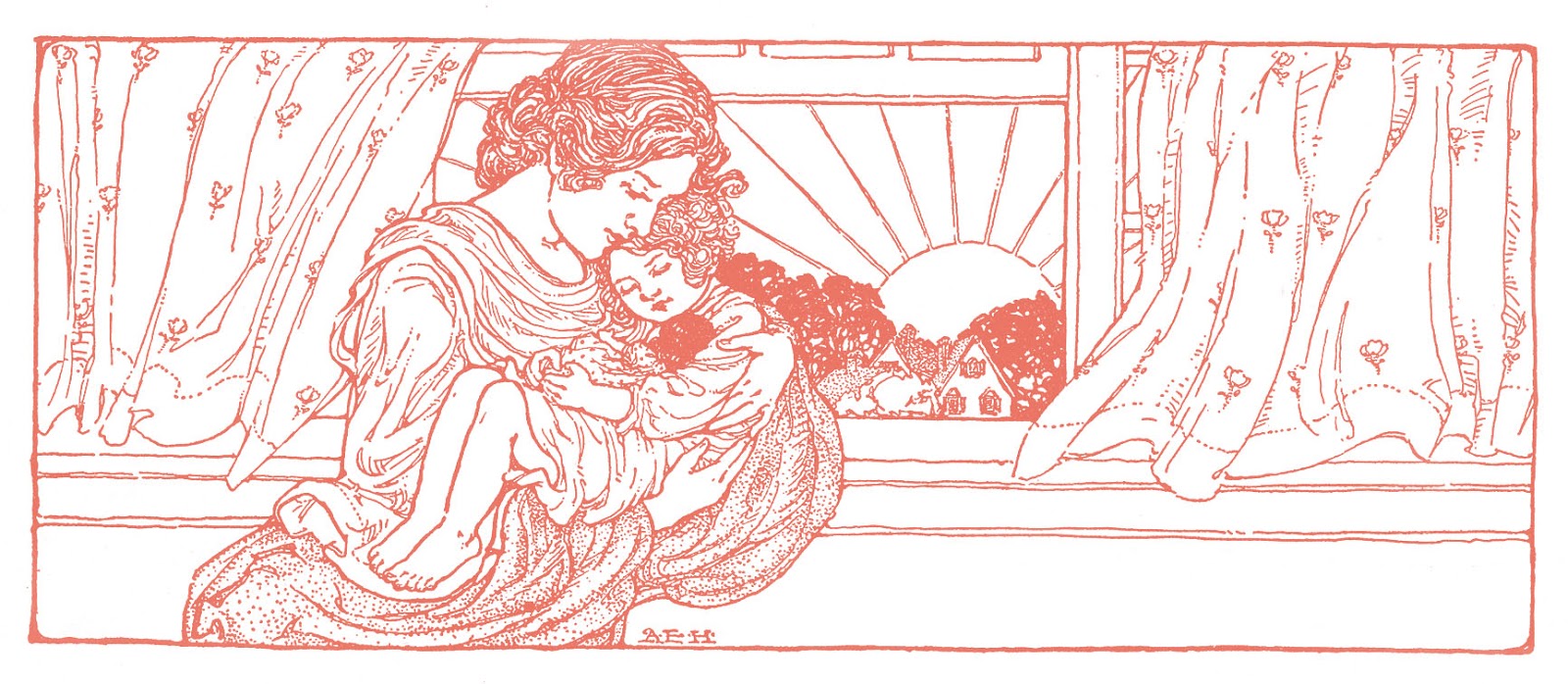 Vintage Mother S Day Clip Art   Mother With Sleeping Child   The