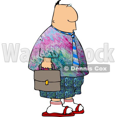     Wearing Colorful Hippie Clothing To His Work On Casual Friday Clipart