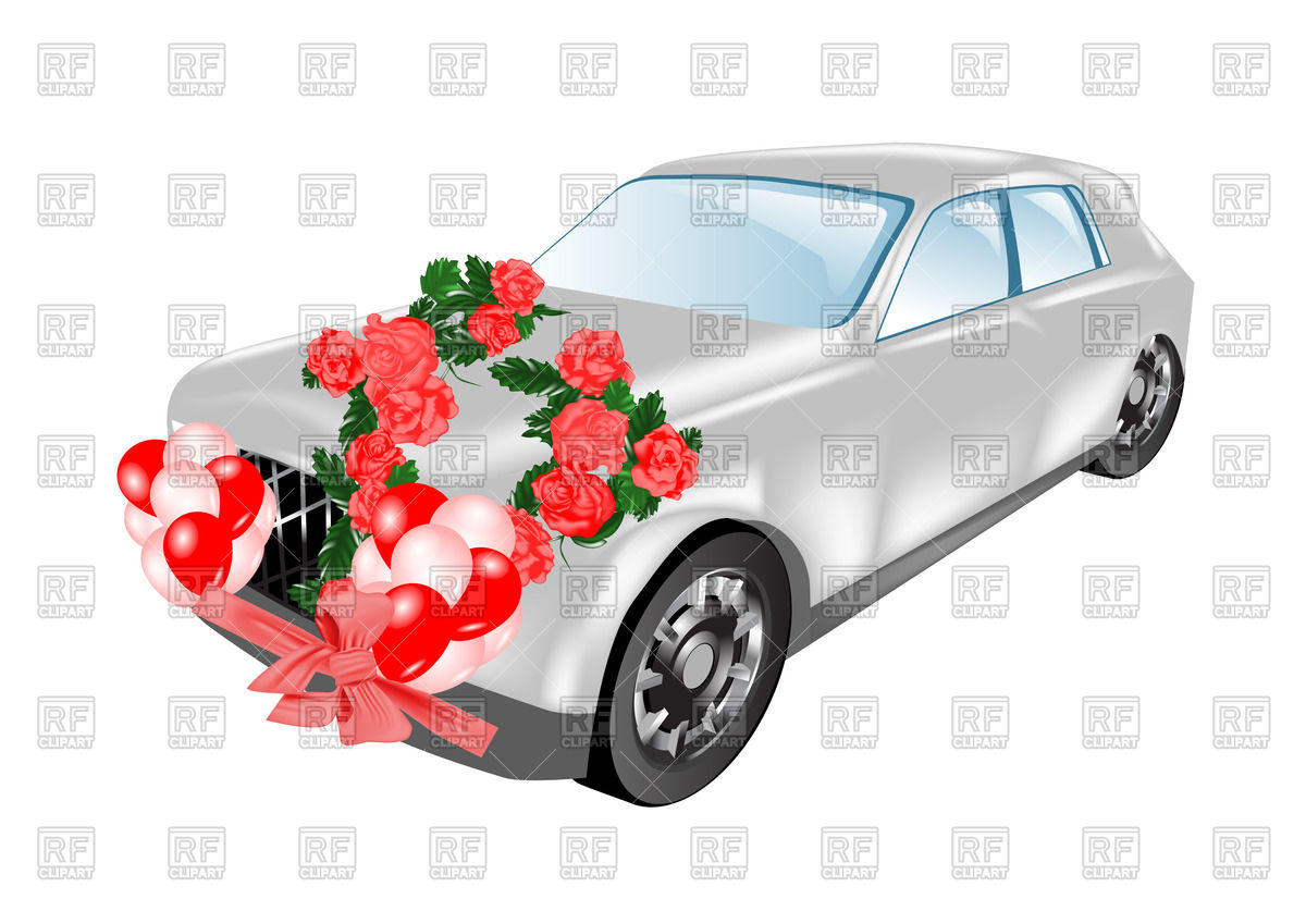 Wedding Car  Limousine  Decorated With Flowers Download Royalty Free