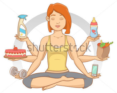 With Casual Outfit Multitasking In Home Stock Vector   Clipart Me