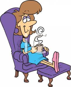 Woman Relaxing And Enjoying A Cup Of Coffee   Royalty Free Clipart