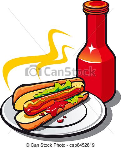 Apetitoso Hot Dog Salsade Tomate Blanco Plano De Fondo Clipart