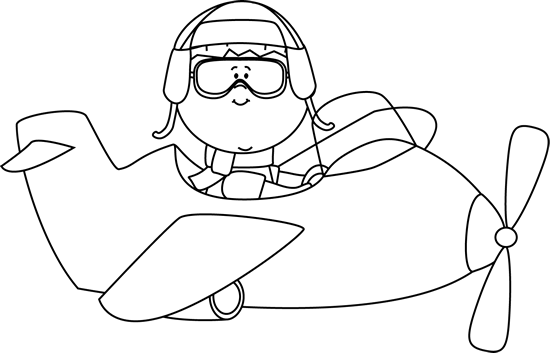 Black And White Boy Flying An Airplane Clip Art   Black And White Boy    