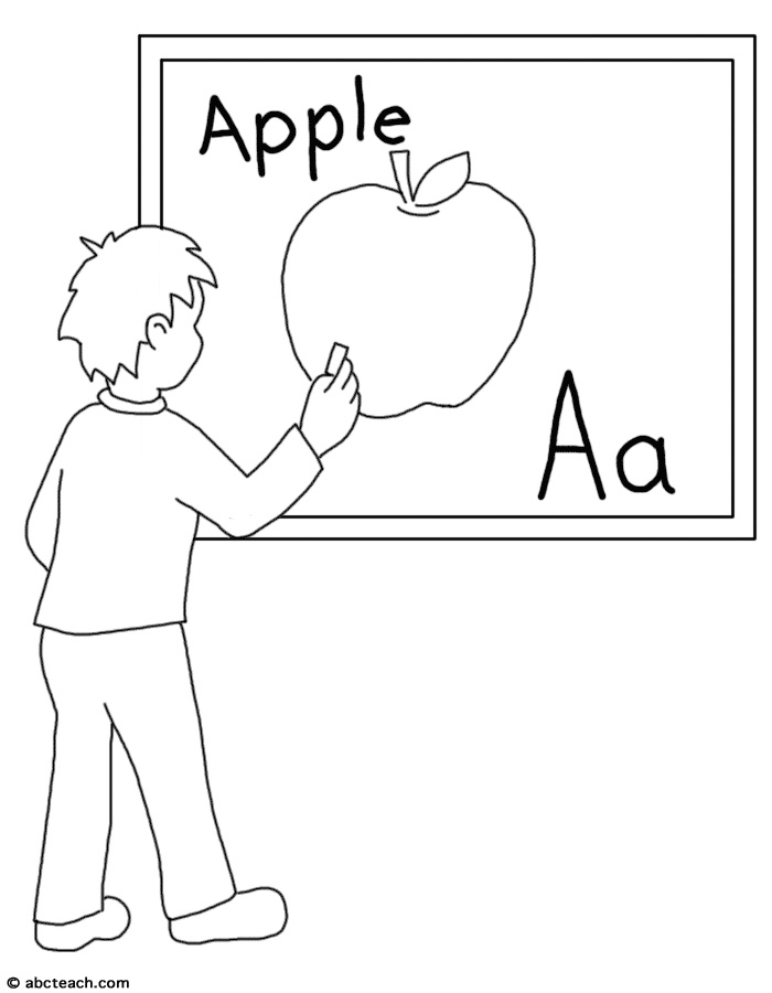 Black And White Illustration Of A Boy Writing On The Board In The