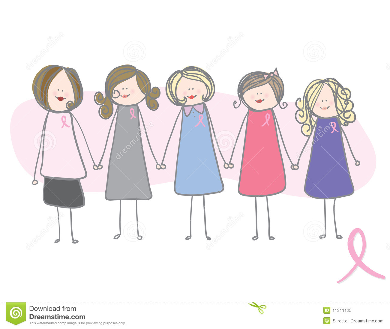 Breast Cancer Awareness   Women Holding Hands Royalty Free Stock Photo