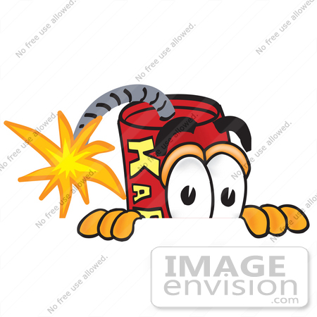 Clip Art Graphic Of A Stick Of Red Dynamite Cartoon Character Peeking    