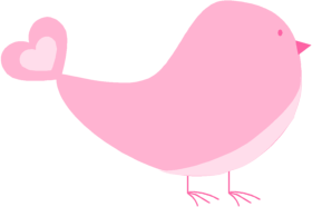 Clip Art Image A Pink Bird With A Heart Shaped Tail And Pink Beak