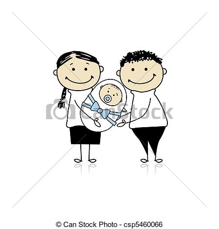 Clip Art Vector Of Happy Parents With Newborn Baby Csp5460066   Search