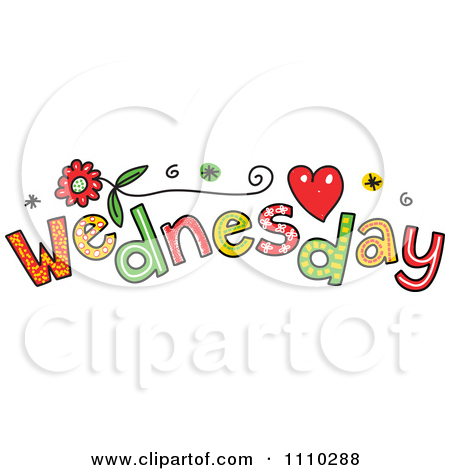 Clipart Colorful Sketched Wednesday Text   Royalty Free Vector    