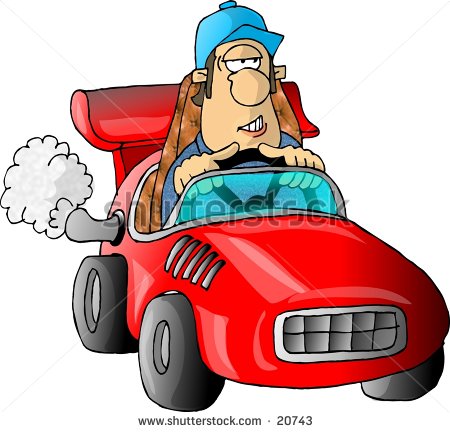 Clipart Illustration Of A Man Driving A Red Race Car    Stock Photo