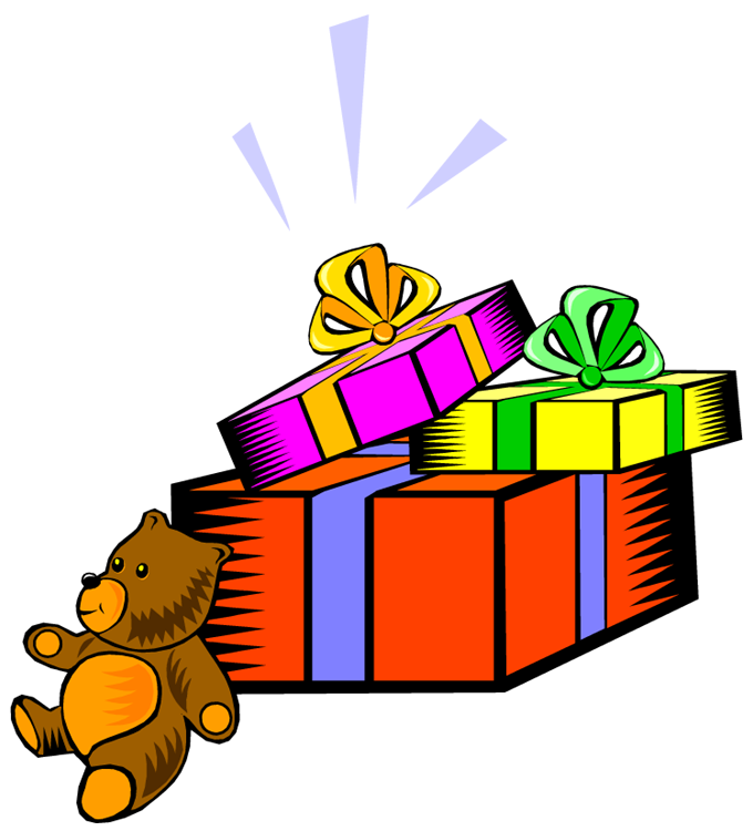 Colorful Drawing Of Presents And Teddy Bear