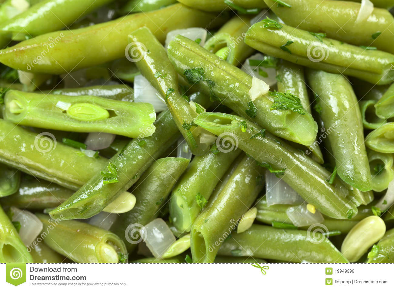 Cooked Green Beans  Bush Beans  With Onions And Parsley  Selective    