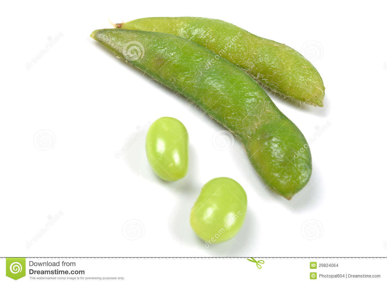 Cooked Green Soy Bean On White Background 