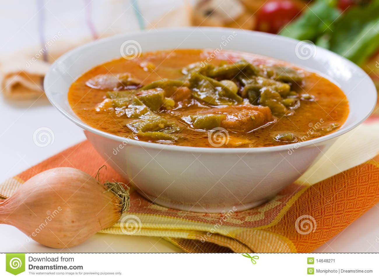 Fresh Cooked Stew With Green Beans And Roast Hamb Stock Image   Image    